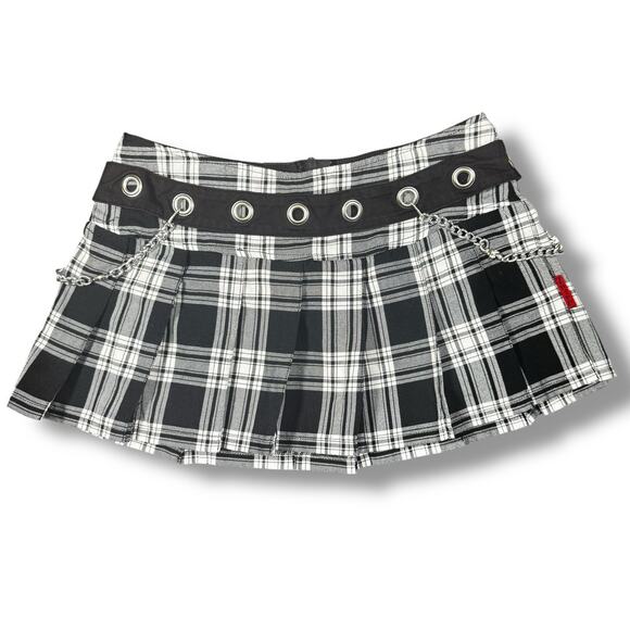 Vintage Tripp NYC Skirt Large White Black Plaid Mini Tutu Goth Emo Punk Alt Y2K - Picture 1 of 7